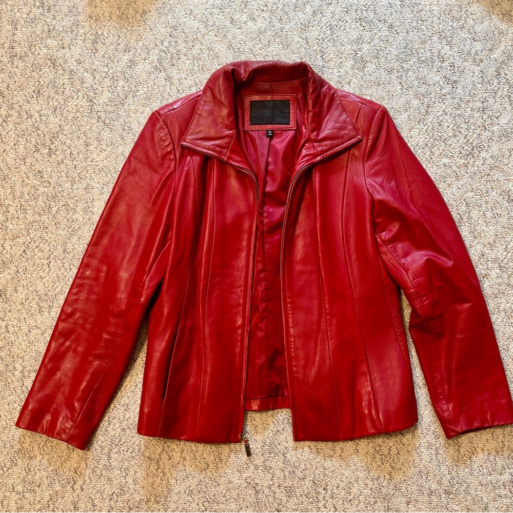 Women's Red Leather Jacket
